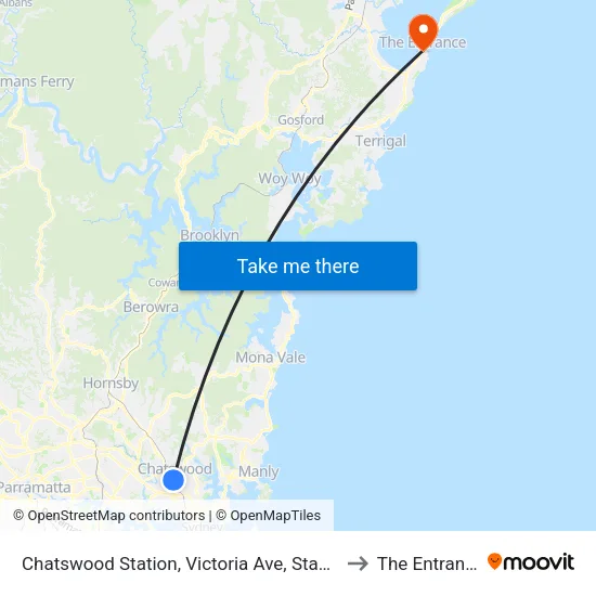 Chatswood Station, Victoria Ave, Stand G to The Entrance map