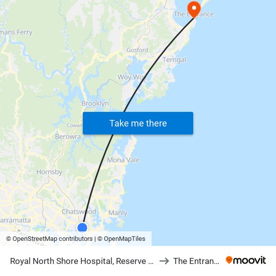 Royal North Shore Hospital, Reserve Rd to The Entrance map