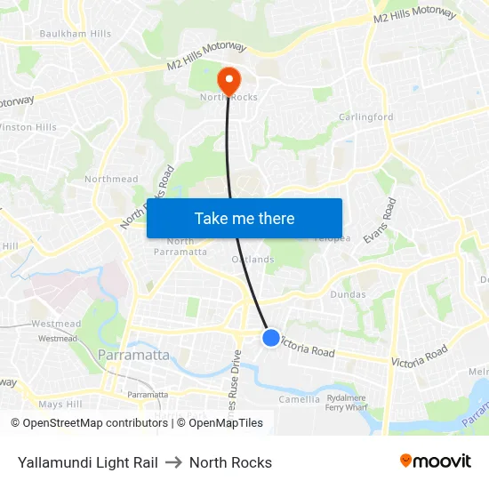 Yallamundi Light Rail to North Rocks map