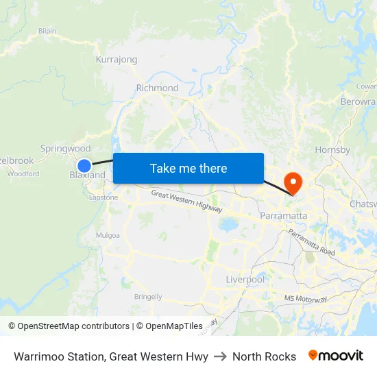 Warrimoo Station, Great Western Hwy to North Rocks map