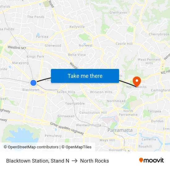 Blacktown Station, Stand N to North Rocks map