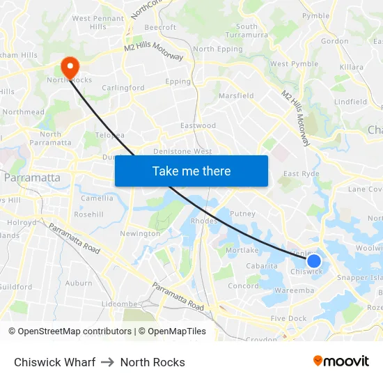 Chiswick Wharf to North Rocks map