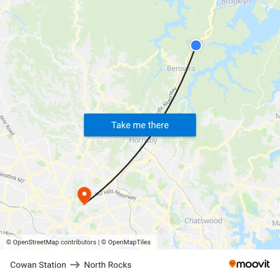 Cowan Station to North Rocks map