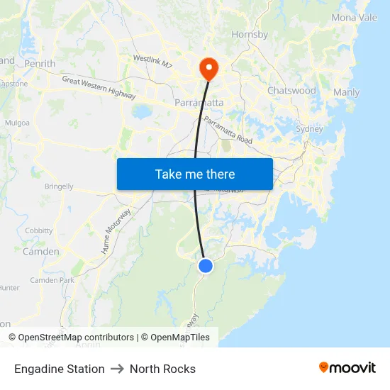 Engadine Station to North Rocks map