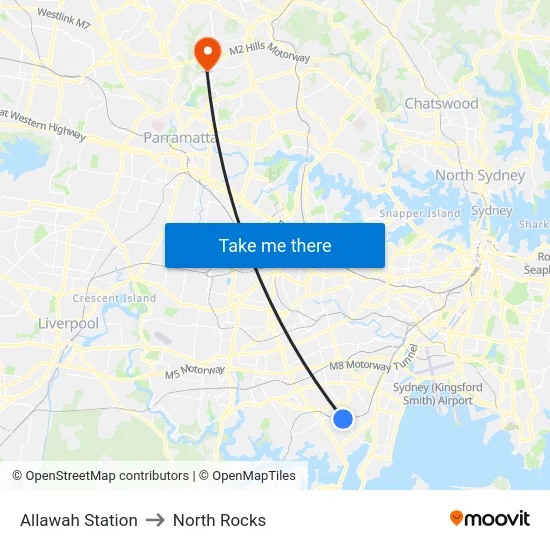 Allawah Station to North Rocks map