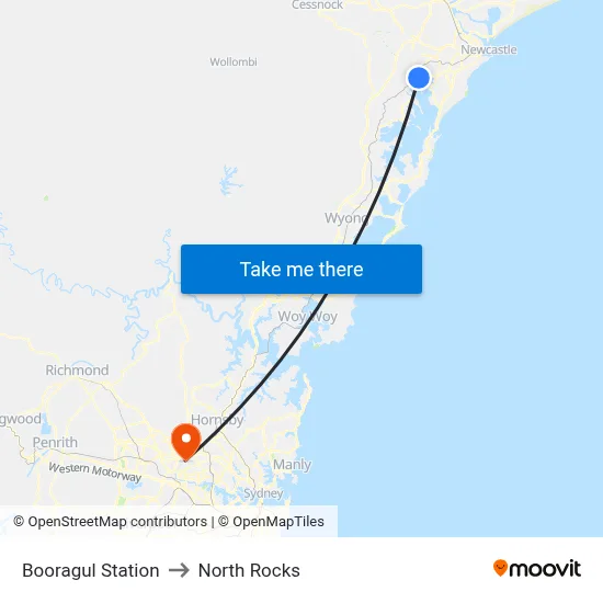 Booragul Station to North Rocks map
