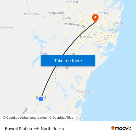 Bowral Station to North Rocks map