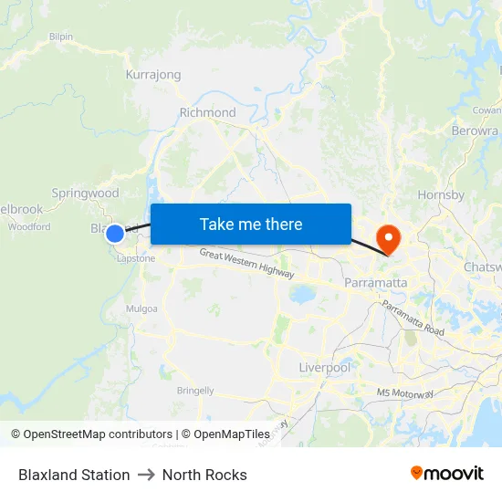 Blaxland Station to North Rocks map