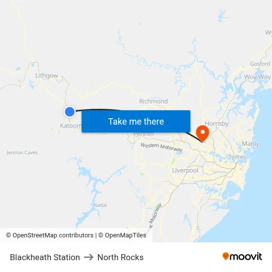 Blackheath Station to North Rocks map