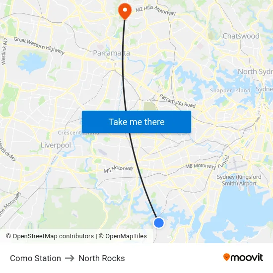 Como Station to North Rocks map