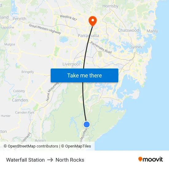 Waterfall Station to North Rocks map