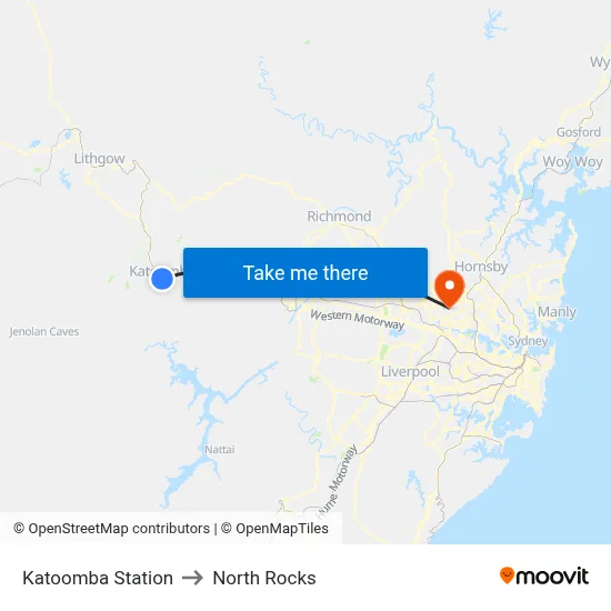 Katoomba Station to North Rocks map