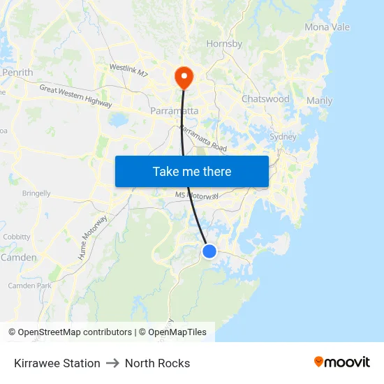 Kirrawee Station to North Rocks map