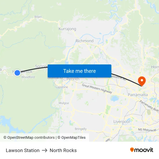 Lawson Station to North Rocks map