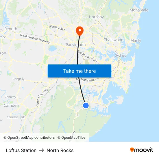 Loftus Station to North Rocks map