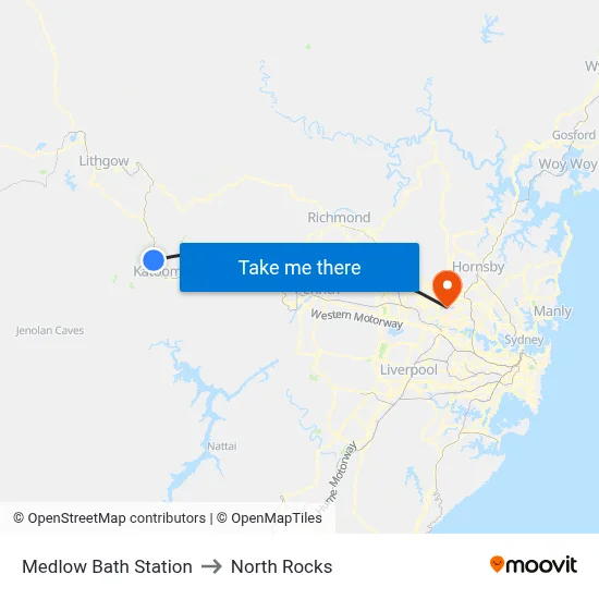 Medlow Bath Station to North Rocks map