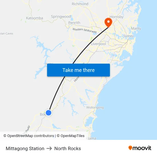 Mittagong Station to North Rocks map