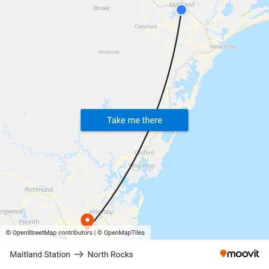 Maitland Station to North Rocks map