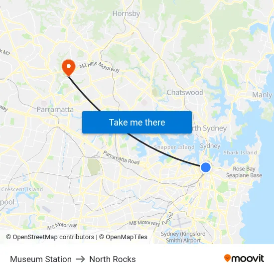 Museum Station to North Rocks map