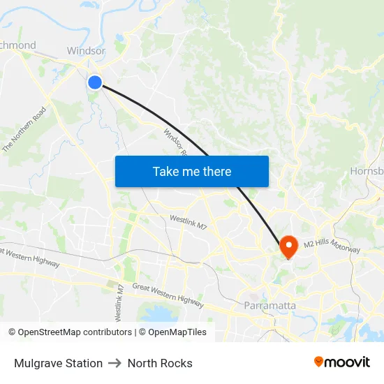 Mulgrave Station to North Rocks map