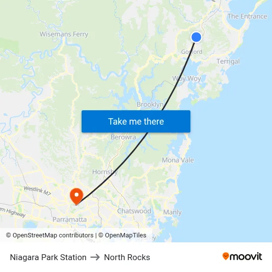Niagara Park Station to North Rocks map
