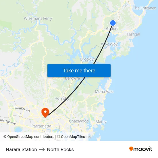 Narara Station to North Rocks map
