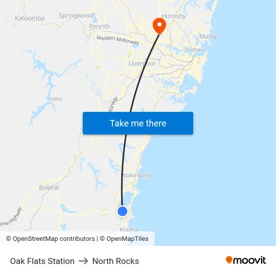 Oak Flats Station to North Rocks map