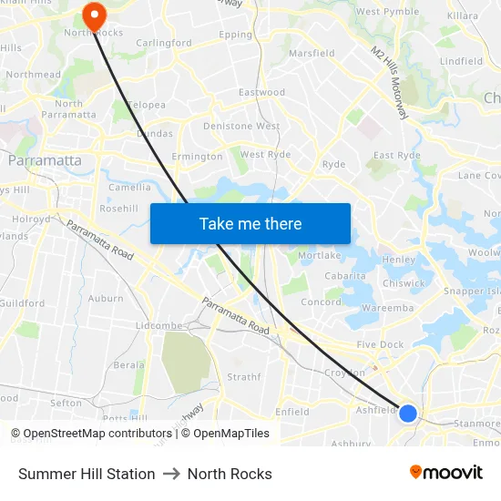 Summer Hill Station to North Rocks map