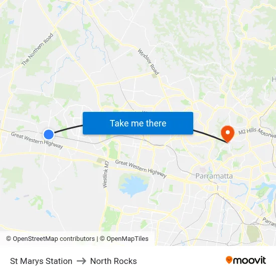 St Marys Station to North Rocks map
