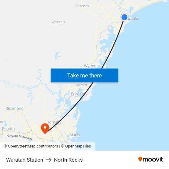 Waratah Station to North Rocks map