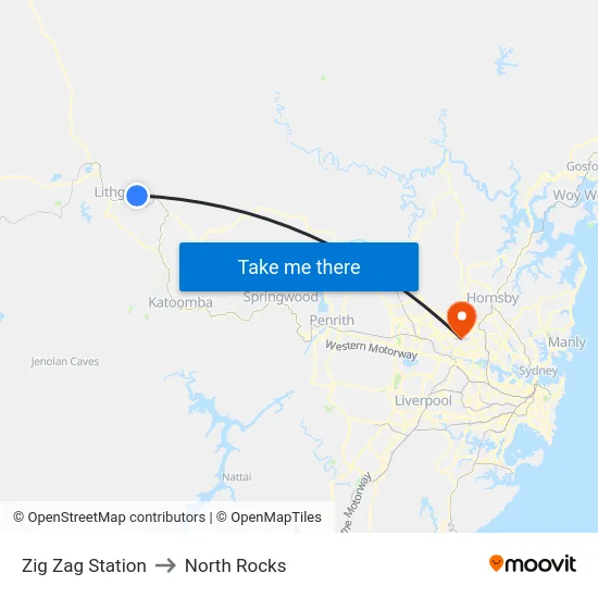 Zig Zag Station to North Rocks map