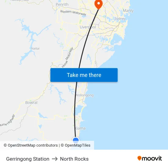 Gerringong Station to North Rocks map