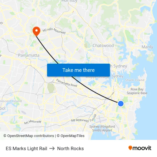 ES Marks Light Rail to North Rocks map