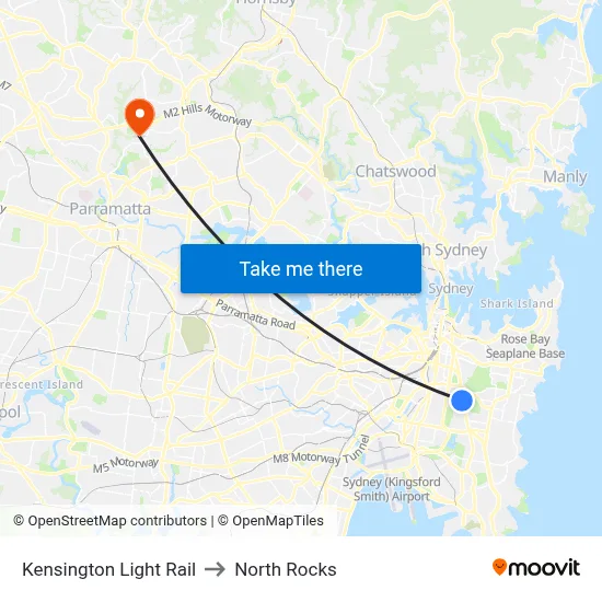 Kensington Light Rail to North Rocks map