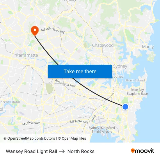 Wansey Road Light Rail to North Rocks map