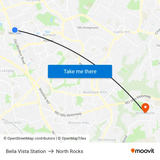 Bella Vista Station to North Rocks map