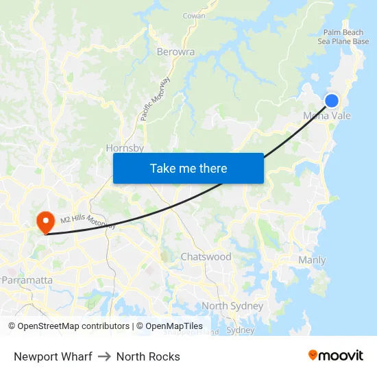 Newport Wharf to North Rocks map