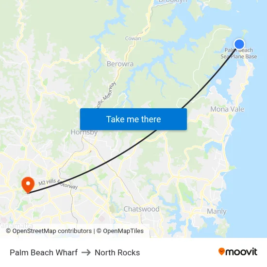 Palm Beach Wharf to North Rocks map