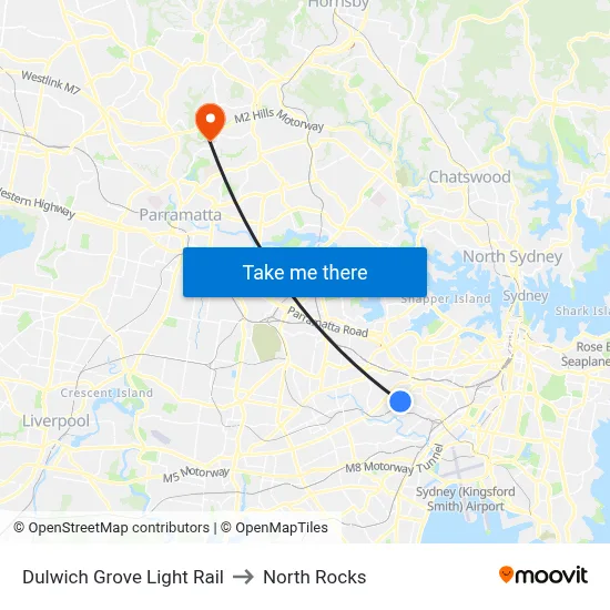 Dulwich Grove Light Rail to North Rocks map