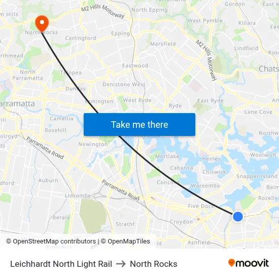 Leichhardt North Light Rail to North Rocks map