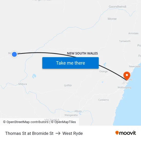 Thomas St at Bromide St to West Ryde map