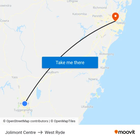 Jolimont Centre to West Ryde map