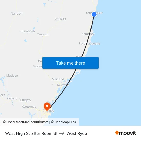 West High St after Robin St to West Ryde map