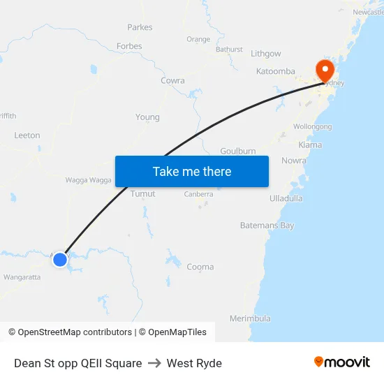 Dean St opp QEII Square to West Ryde map