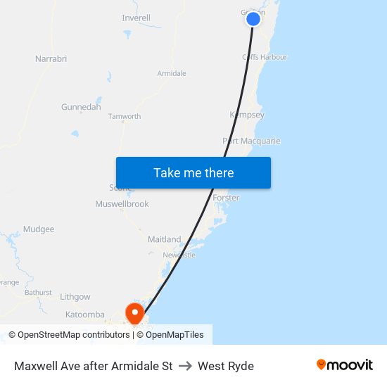 Maxwell Ave after Armidale St to West Ryde map