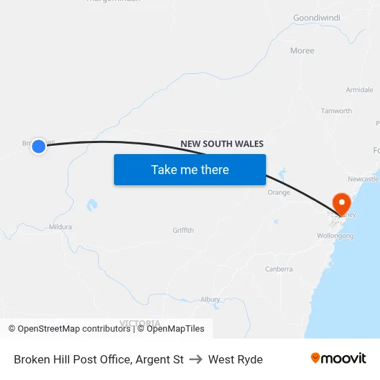 Broken Hill Post Office, Argent St to West Ryde map