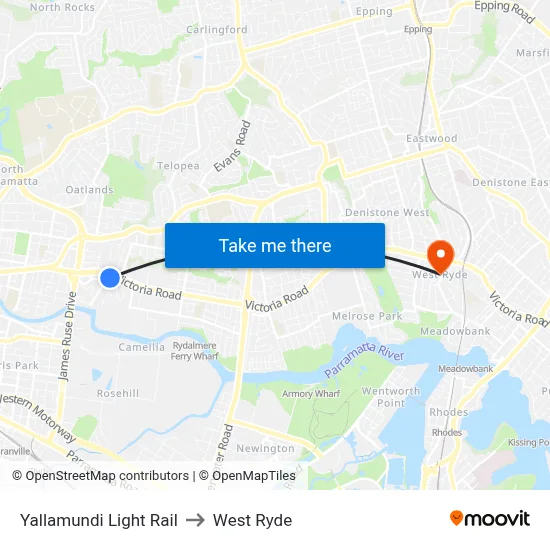 Yallamundi Light Rail to West Ryde map