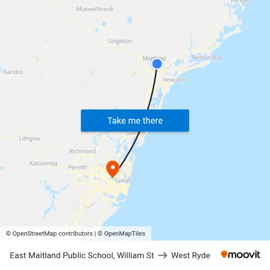 East Maitland Public School, William St to West Ryde map