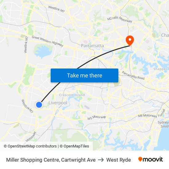 Miller Shopping Centre, Cartwright Ave to West Ryde map