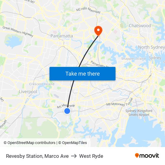 Revesby Station, Marco Ave to West Ryde map